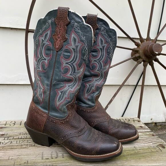Justin Stampede Rawhide square toe cowgirl boots 6B - Picture 1 of 11